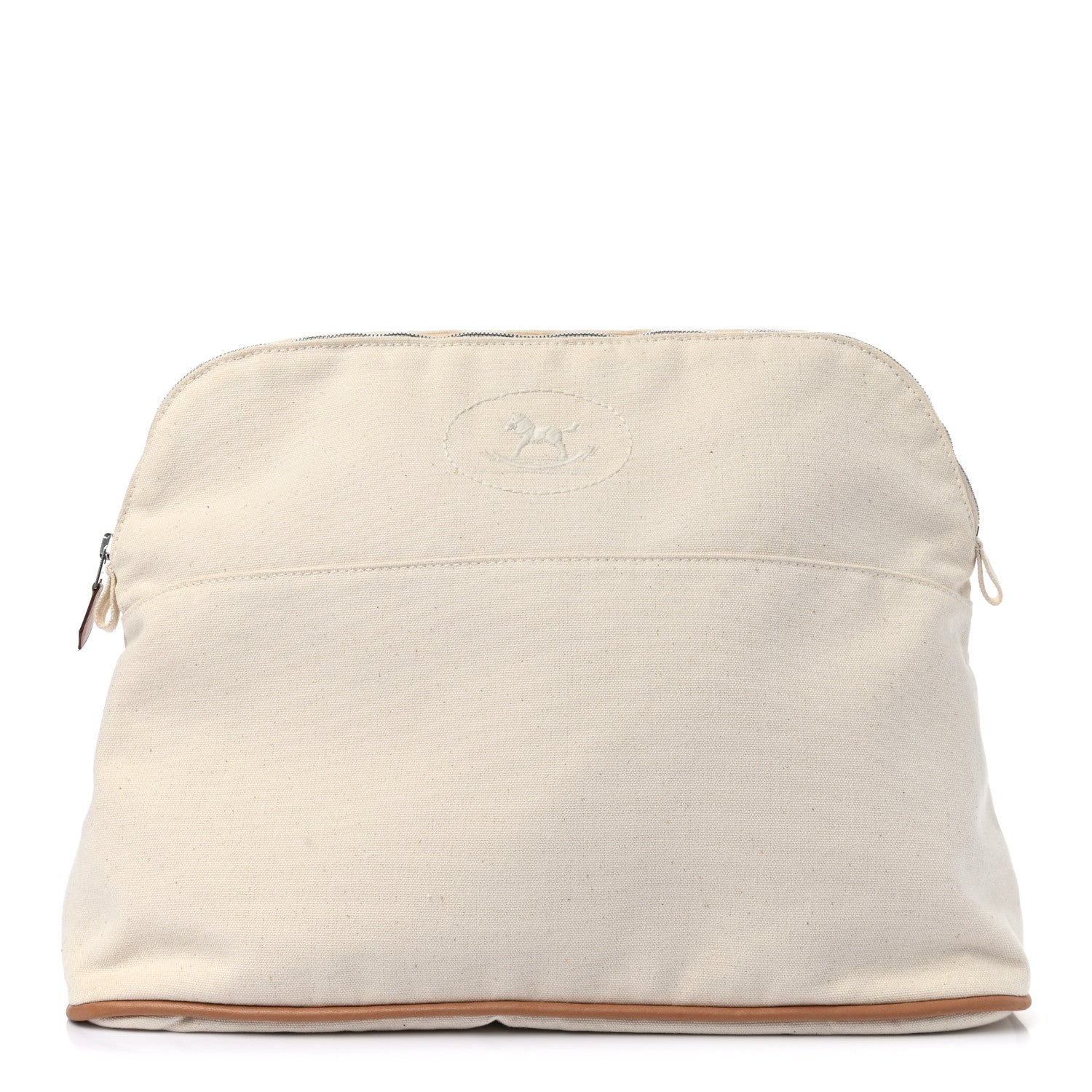 Hermes Cotton Canvas Mini Bolide Travel Cosmetic Pouch White 1 of 9