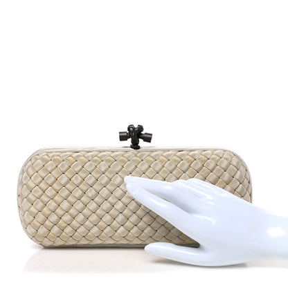 Bottega Veneta Silk Faille Intrecciato Knot Clutch Mist 2 of 6