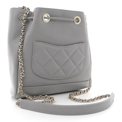 Chanel Caviar Quilted CC Pocket Bucket Bag  Grey 3 of 10
