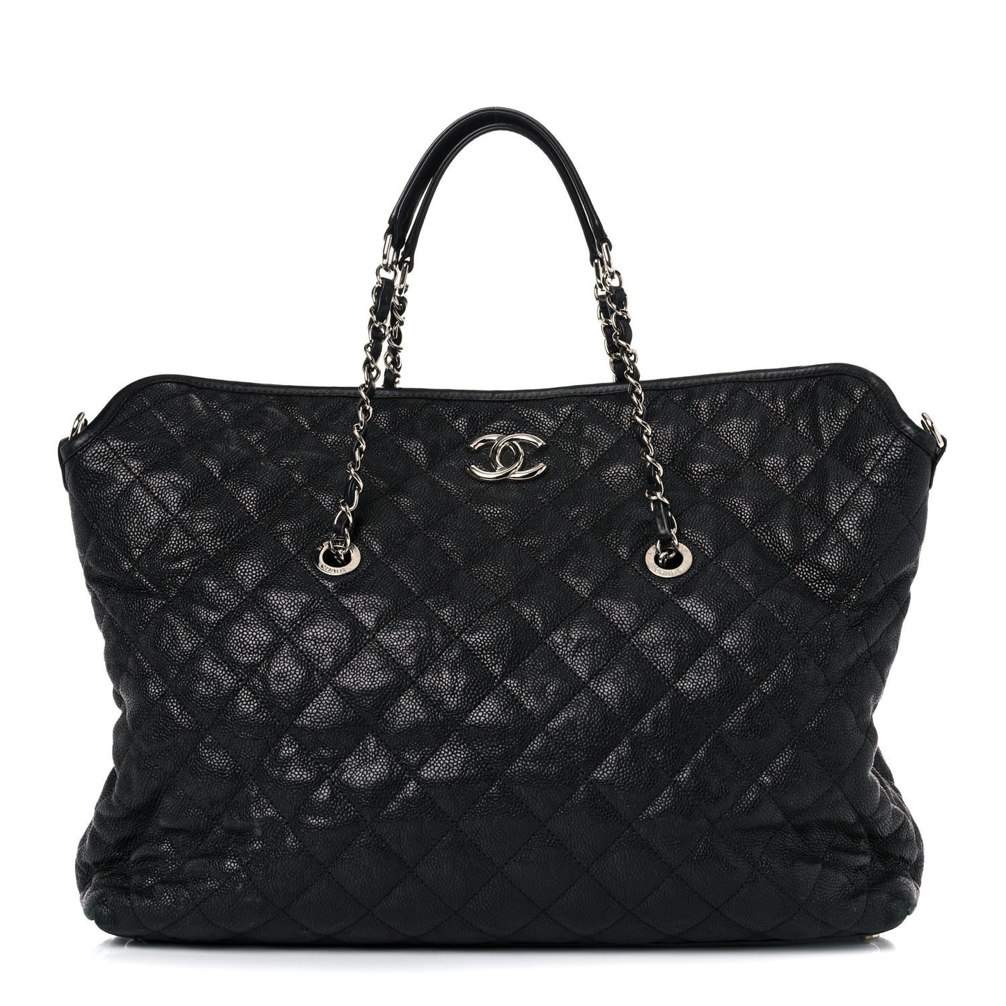 Caviar Quilted French Riviera Shouler Bag Black