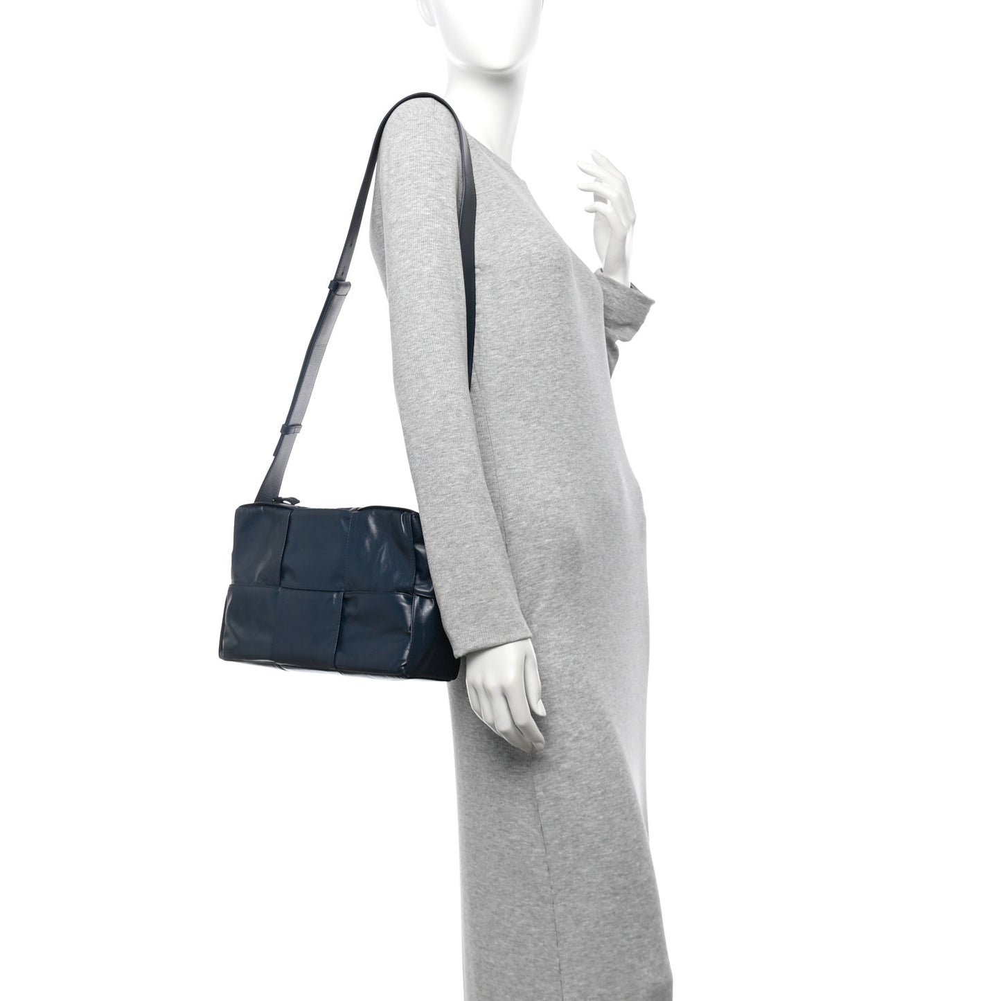 Paper Calfskin Maxi Intreccio Medium Arco Camera Bag Deep Blue