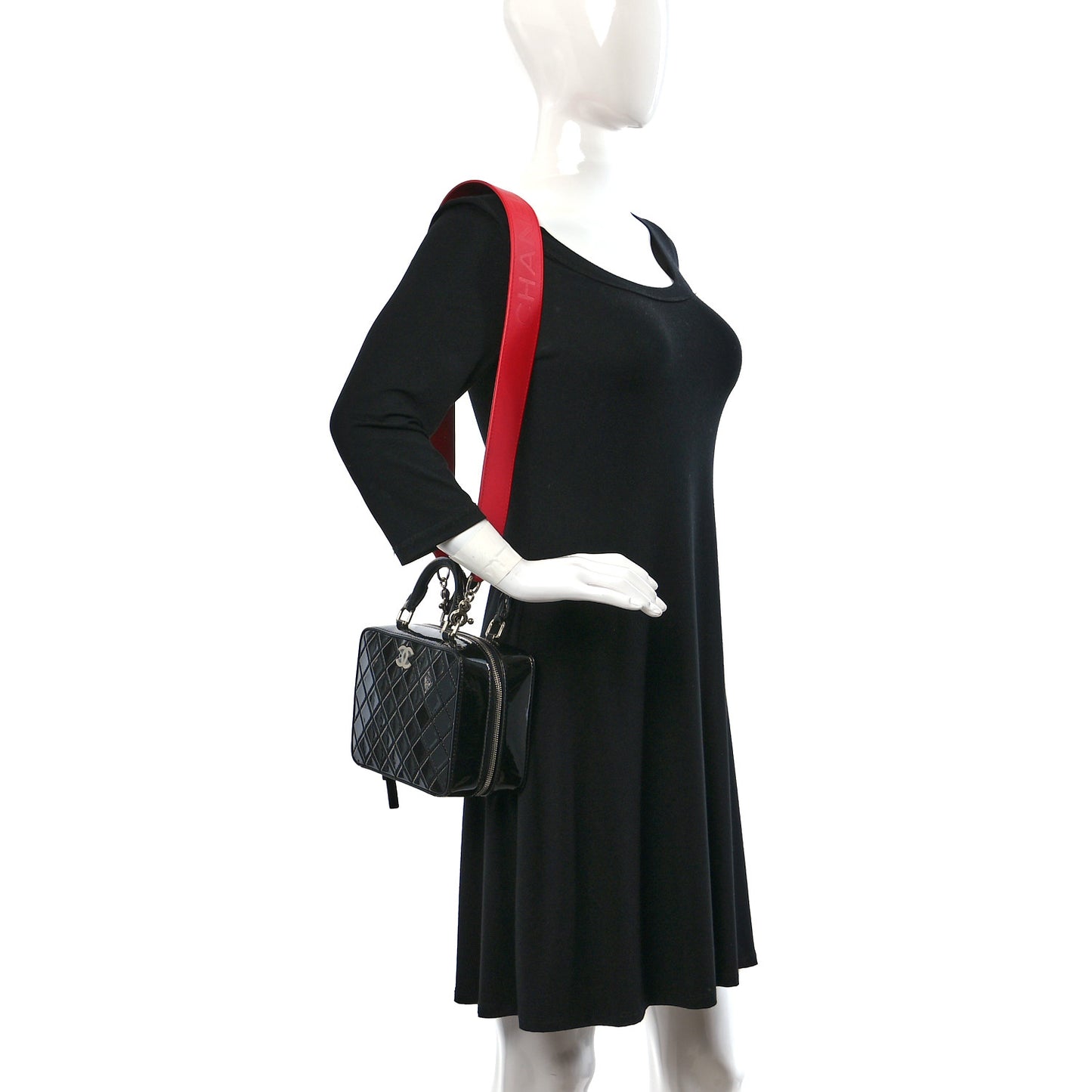 Patent Quilted Travel Kit Vanity Case Black