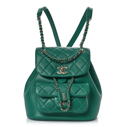Chanel Lambskin Quilted Small Duma Drawstring Backpack Green 1 of 10