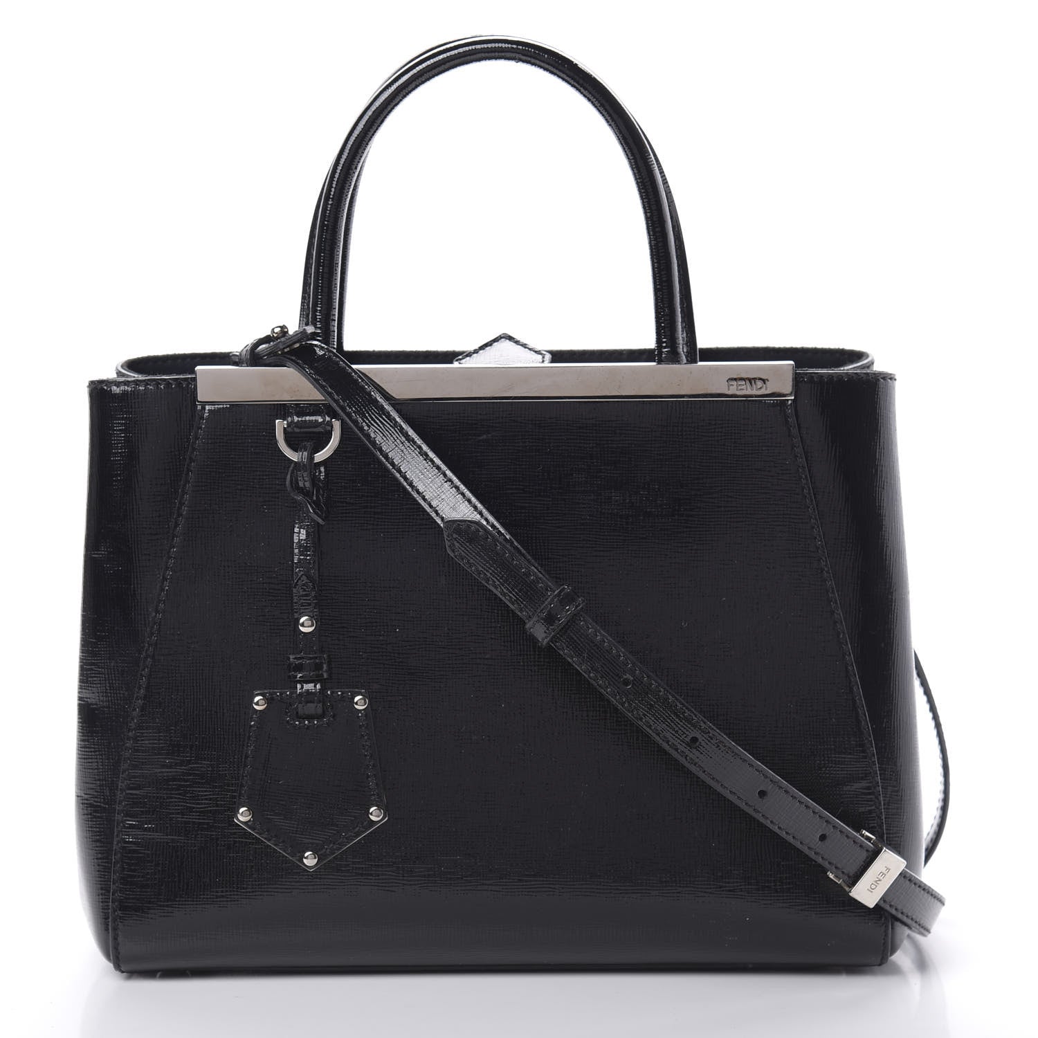 Fendi Patent Vitello Elite Petite 2Jours Tote Black 1 of 10