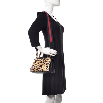 Gucci Calf Hair Bamboo Web Leopard Print Mini Nymphaea Top Handle Bag 2 of 13