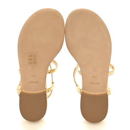 Louis Vuitton Metallic Calfskin Dita Flat Sandal 39.5 Gold 5 of 8