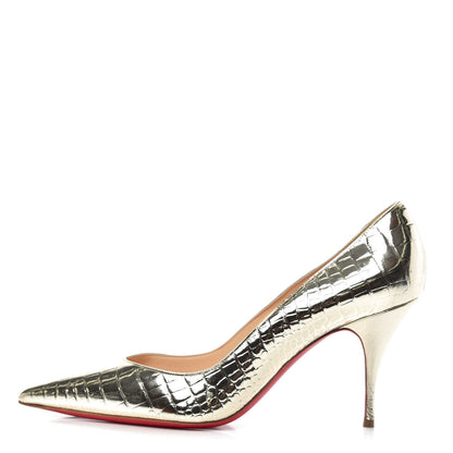 Christian Louboutin Metallo Cocco Clare 80 Pumps 39.5 Platine 1 of 8
