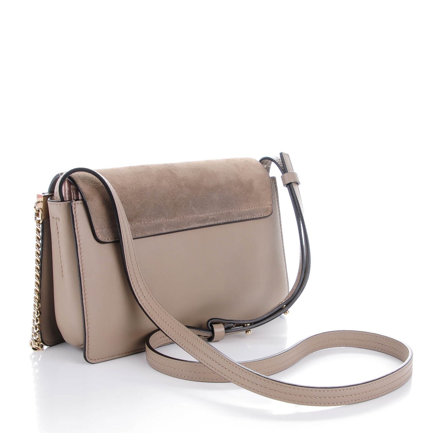 Suede Calfskin Small Faye Shoulder Bag Motty Grey