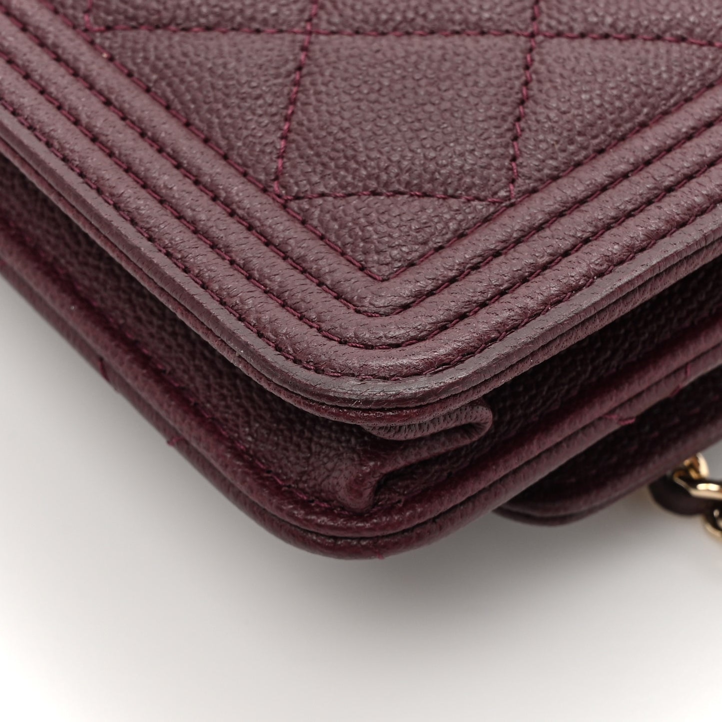 Caviar Quilted Boy Wallet On Chain WOC Burgundy