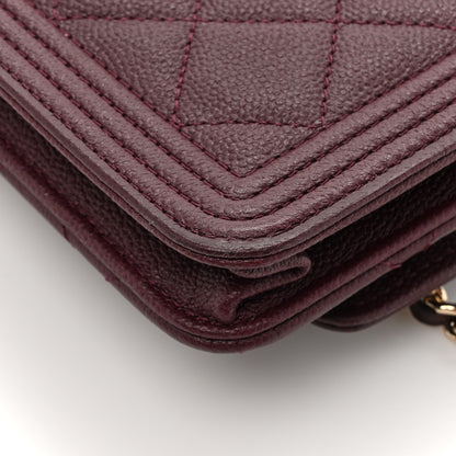 Chanel Caviar Quilted Boy Wallet On Chain WOC Burgundy 13 of 14