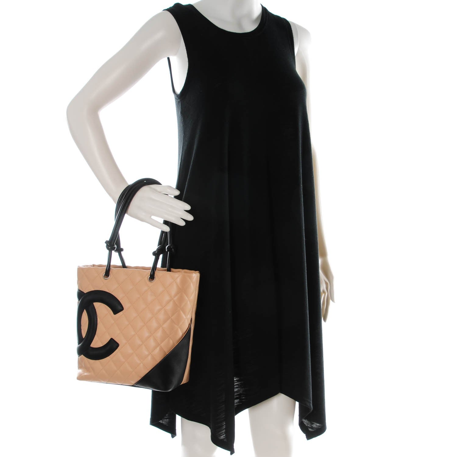 Chanel Calfskin Quilted Medium Cambon Tote Beige Black 2 of 7