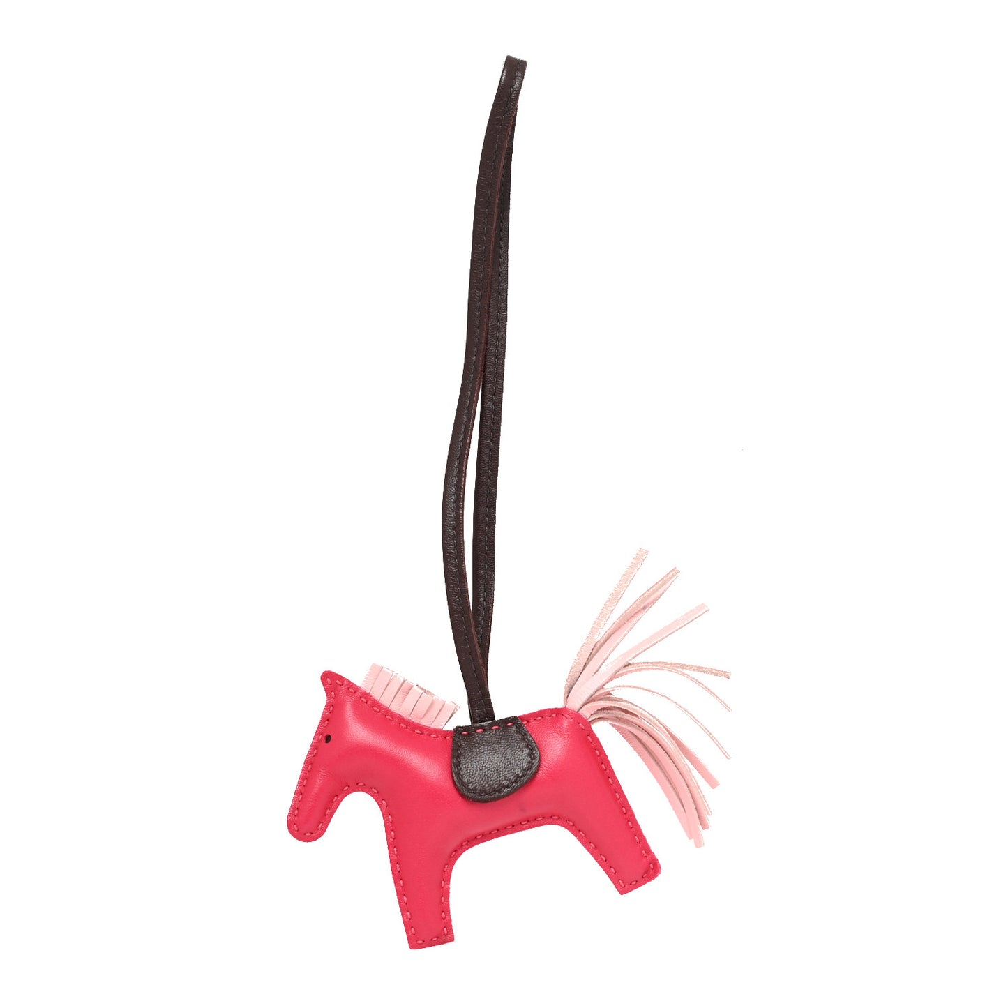 Milo Lambskin Grigri Rodeo Horse Bag Charm PM Rose Sakura Framboise Rouge Sellier