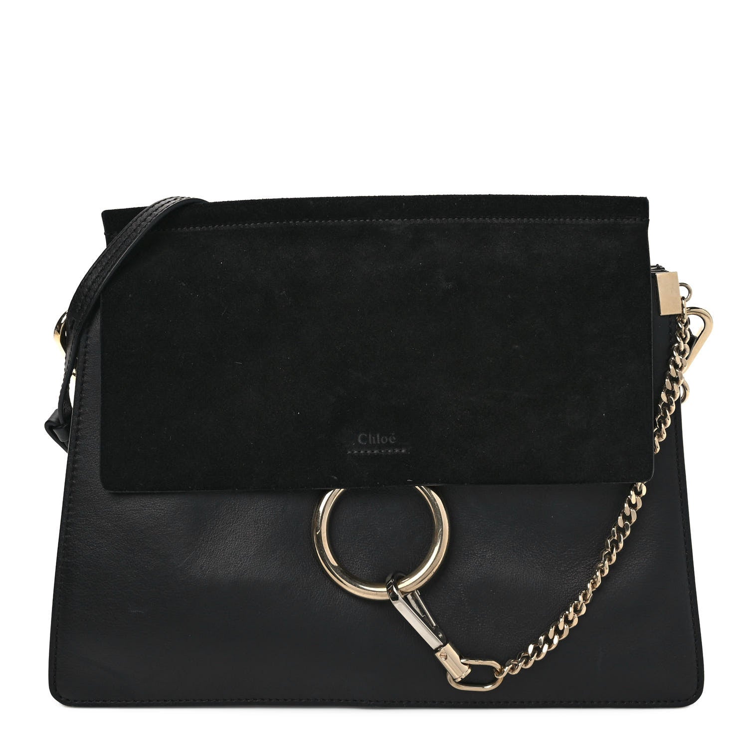 Chloe Suede Calfskin Medium Faye Shoulder Bag Black 1 of 9