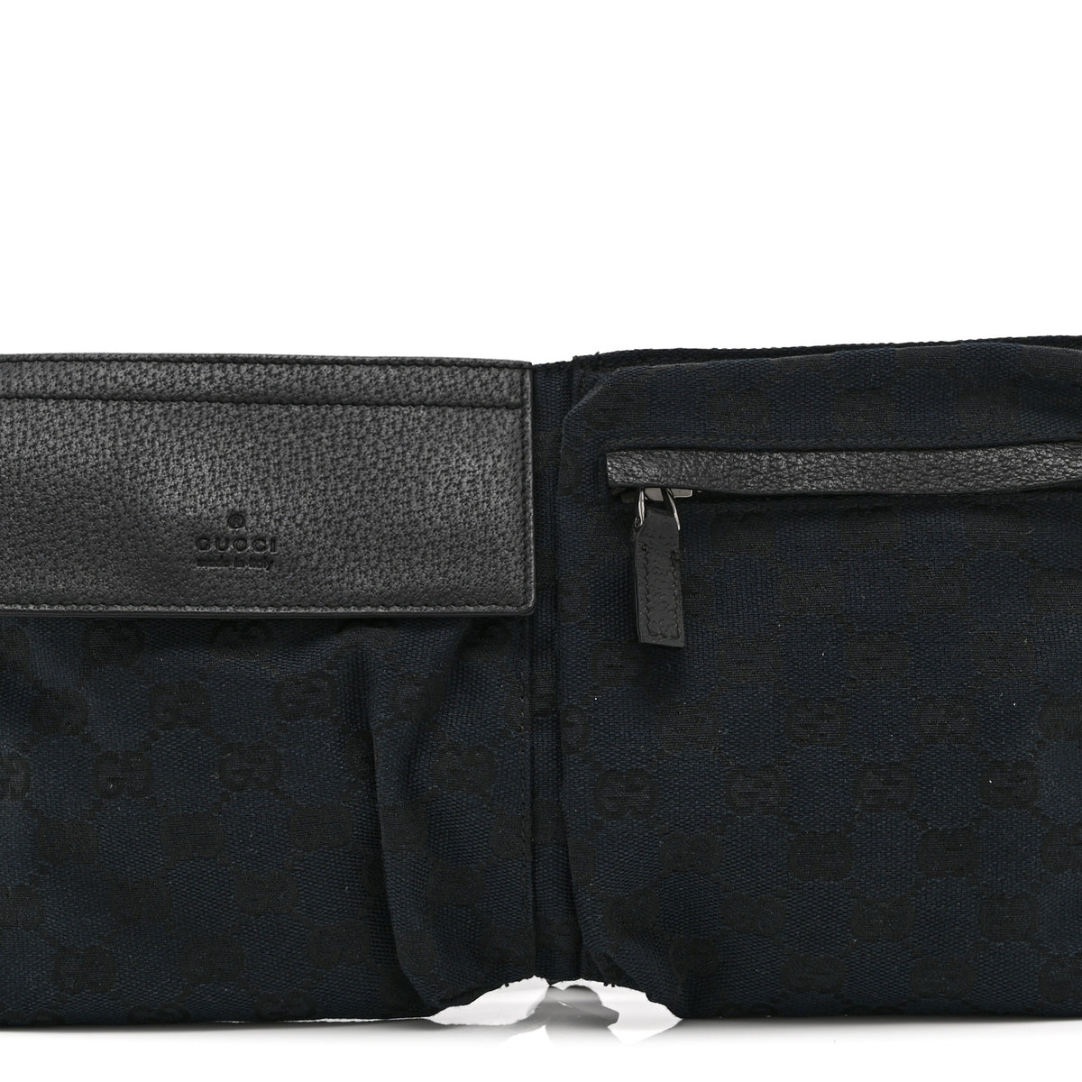 GG Monogram Double Pocket Belt Bag Black
