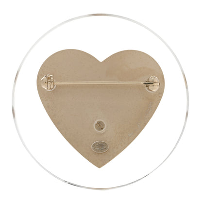 Chanel Resin Pearl CC Heart Brooch Gold Black 3 of 5
