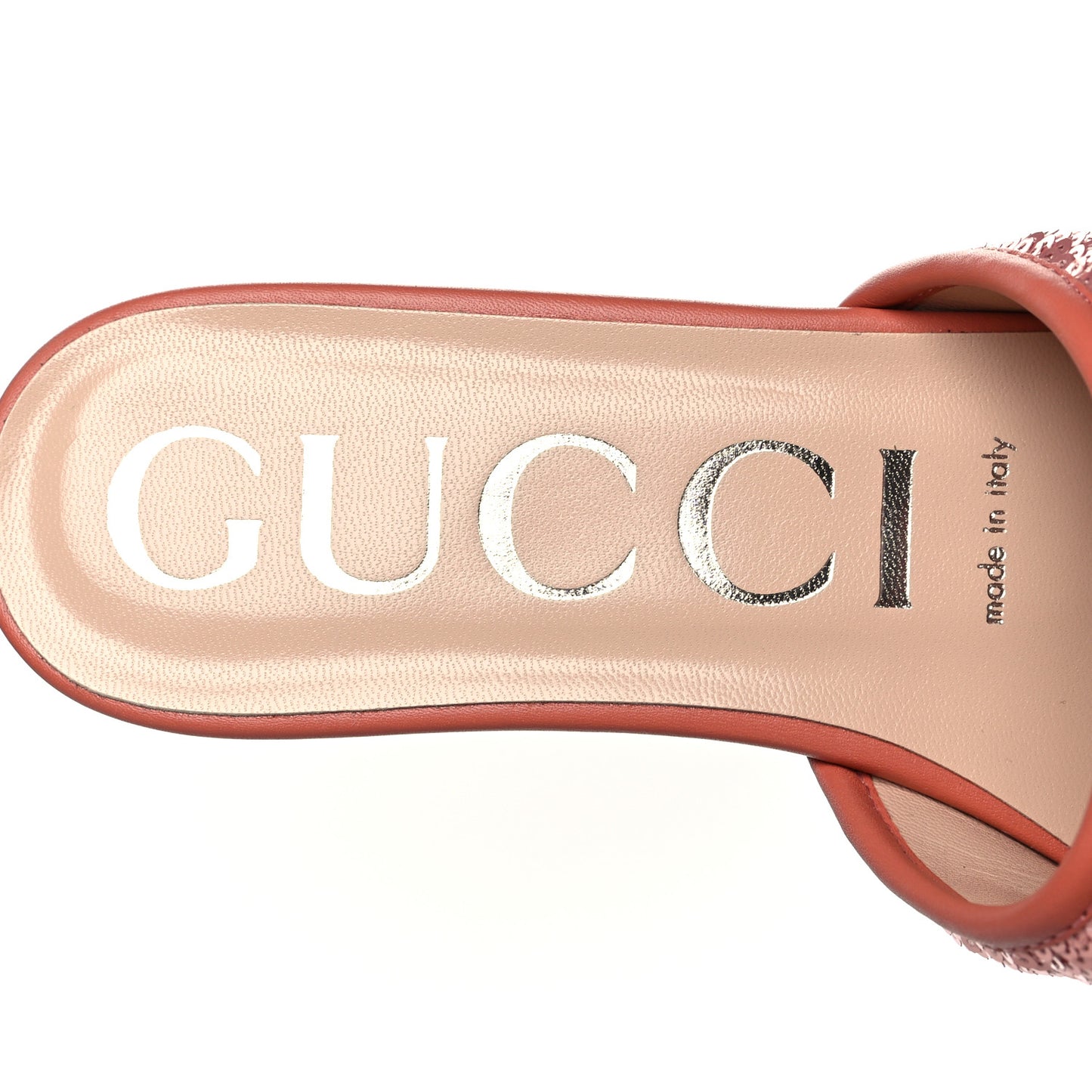 Sequin Satin Calfskin Matelasse GG Marmont Flat Slide Sandals 37 Antique Rose Rosa Pale Pink