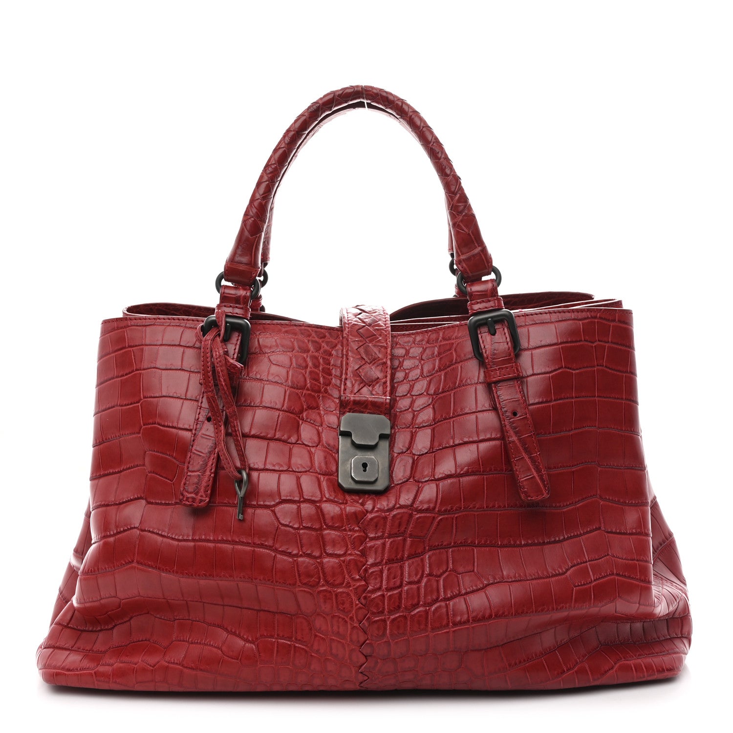 Bottega Veneta Soft Crocodile Fume Medium Roma Tote Blood 1 of 14