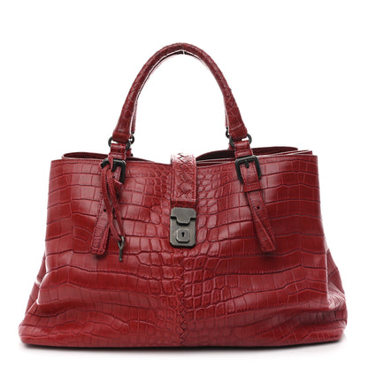 Bottega Veneta Soft Crocodile Fume Medium Roma Tote Blood 1 of 14