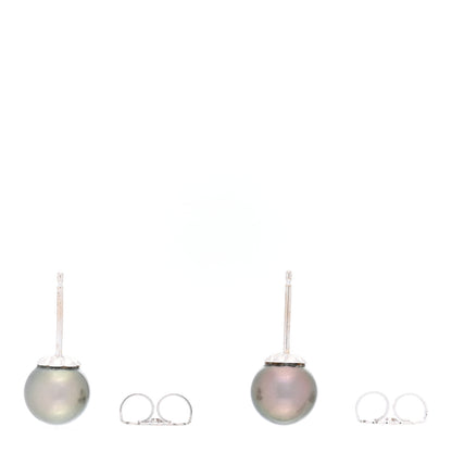 Mikimoto 18K White Gold Black South Sea Pearl 9mm Stud Earrings 3 of 4