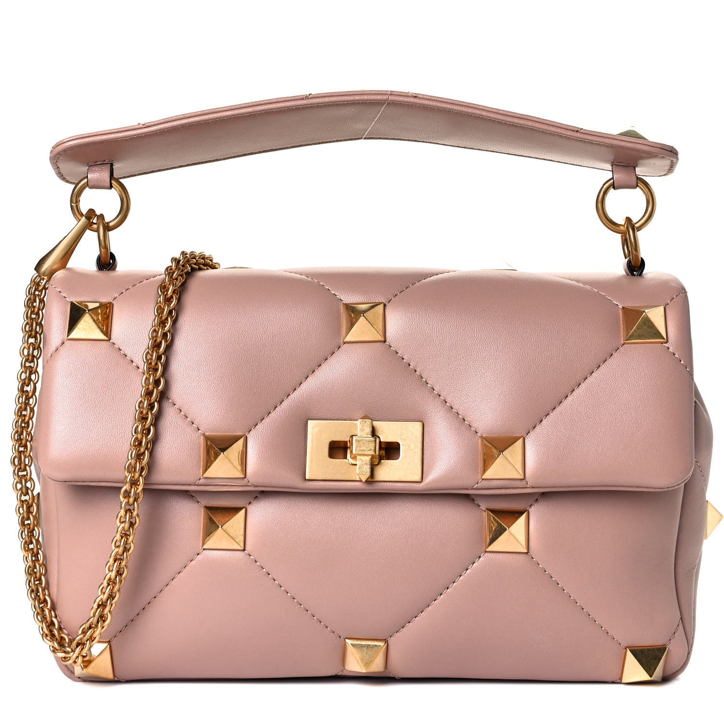 Nappa Large Roman Stud Shoulder Bag Rose Cannelle