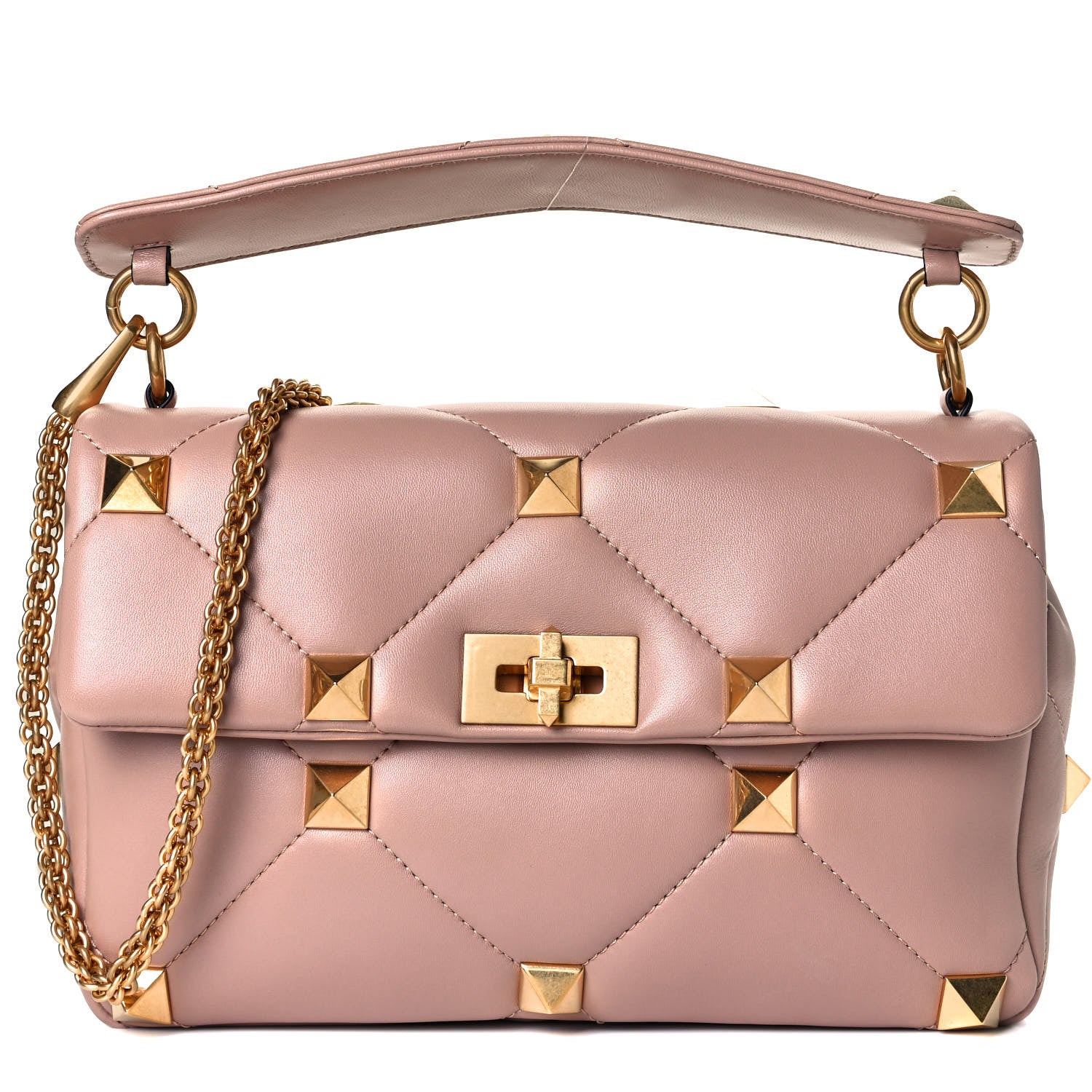 Valentino Garavani Nappa Large Roman Stud Shoulder Bag Rose Cannelle 8 of 14