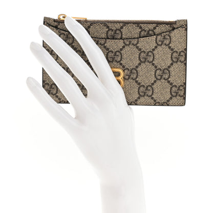 Gucci X BALENCIAGA GG Supreme Monogram Zip Card Case Beige Ebony 2 of 8