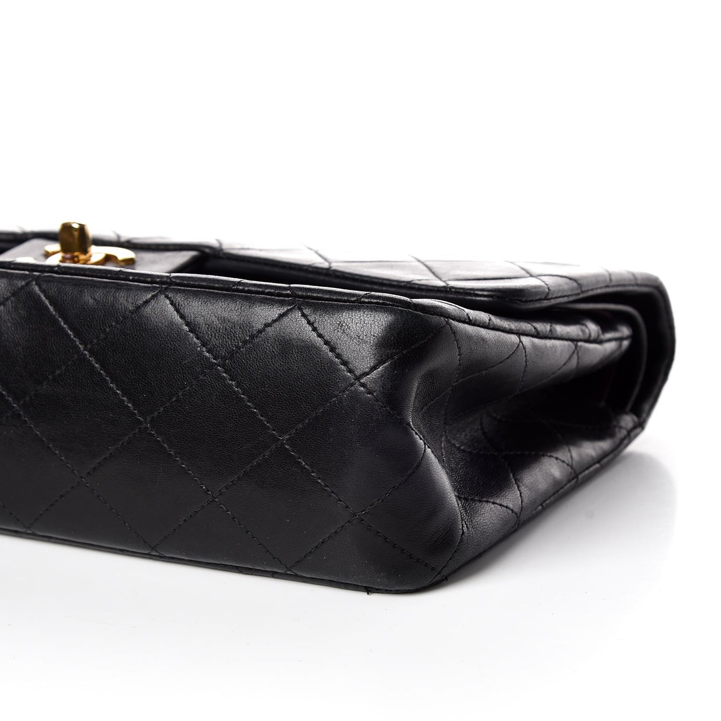 Lambskin Quilted Medium Double Flap Black