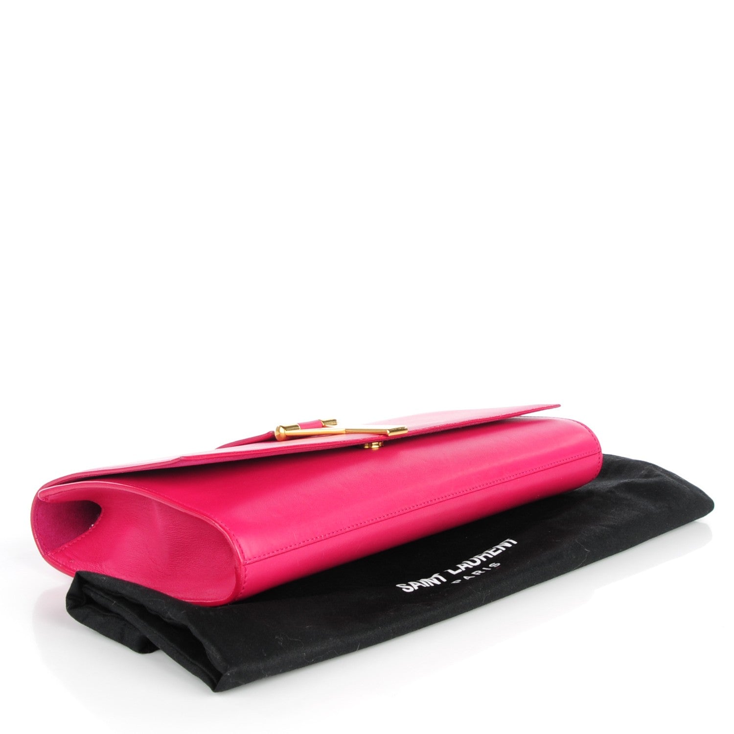 Saint Laurent Calfskin Classic Y Ligne Clutch Fuchsia 4 of 10