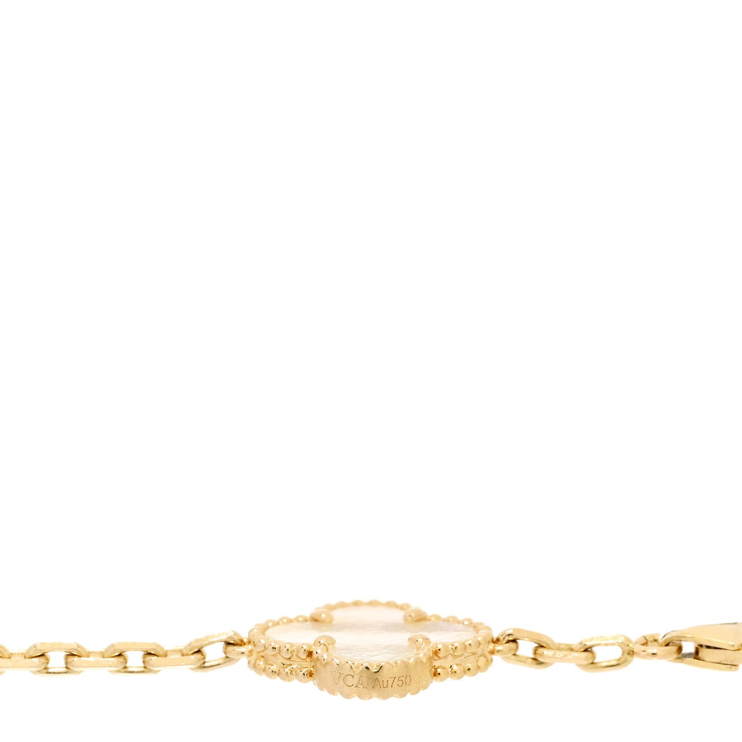 18K Yellow Gold Mother of Pearl 5 Motifs Vintage Alhambra Bracelet