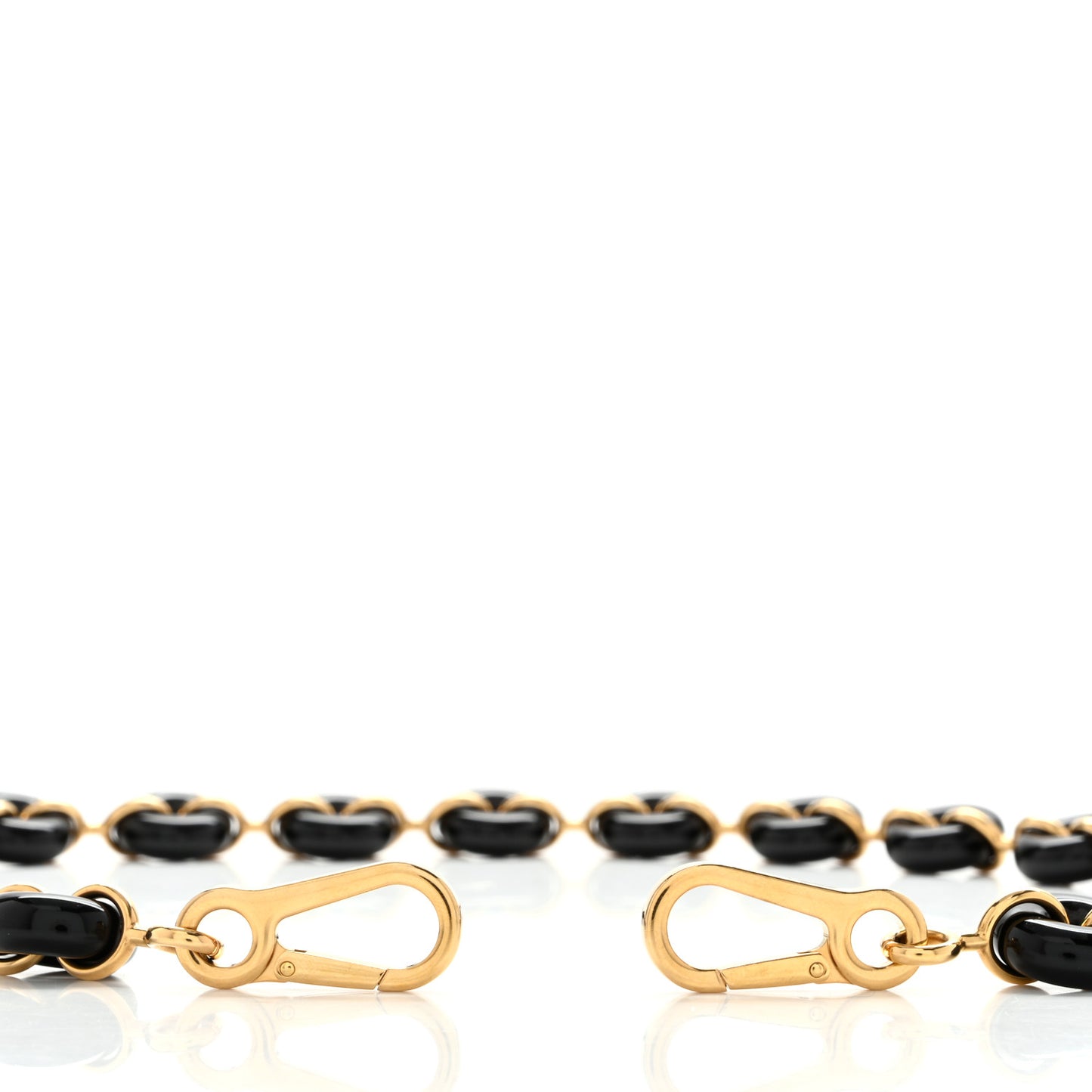 Brass Acetate Pebble Donut Chain Shoulder Strap Black Gold