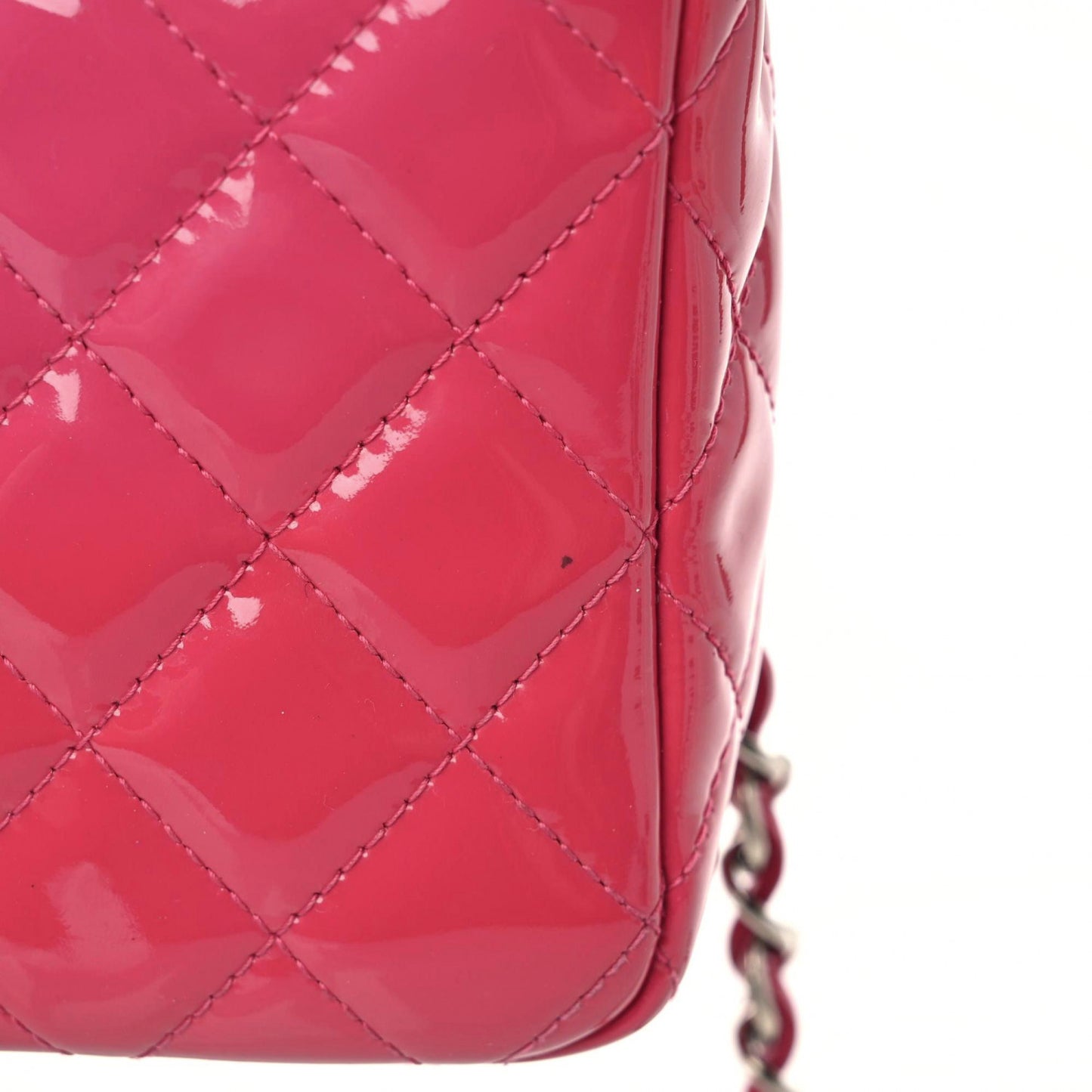 Patent Calfskin Quilted Mini Rectangular Flap Pink