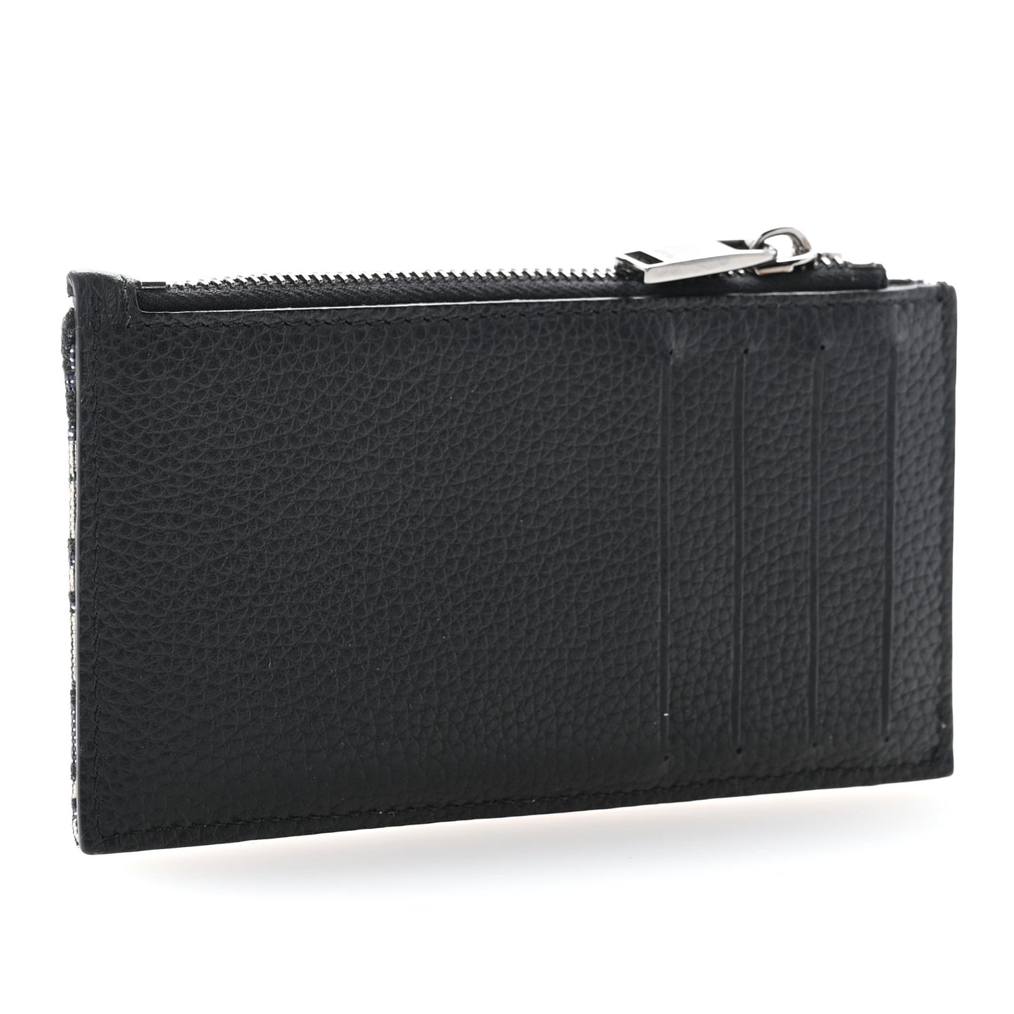 X KENNY SCHARF Oblique Canvas Embroidered Zip Card Holder Charcoal