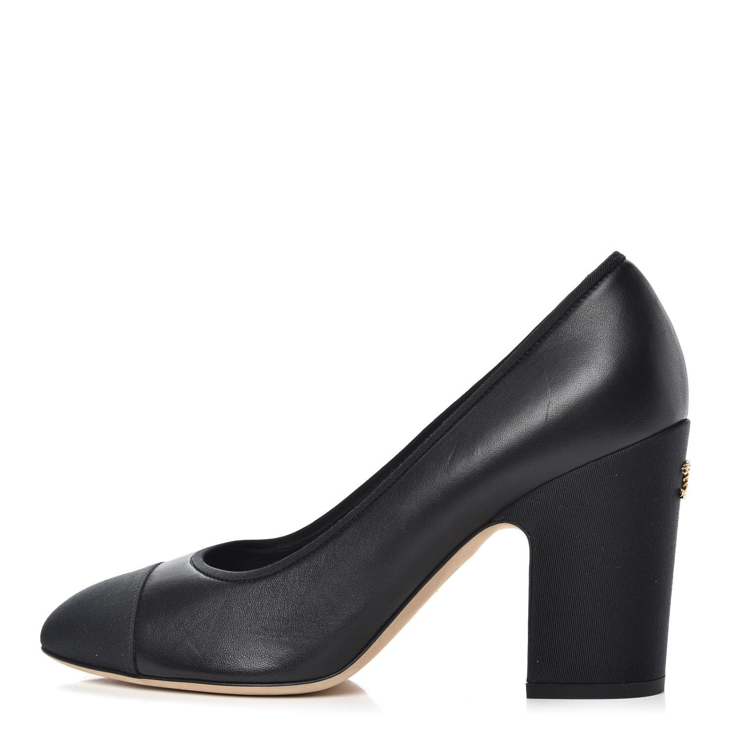 Lambskin Grosgain Cap Toe Pumps 39.5 Black