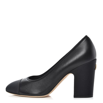 Chanel Lambskin Grosgain Cap Toe Pumps 39.5 Black 1 of 9