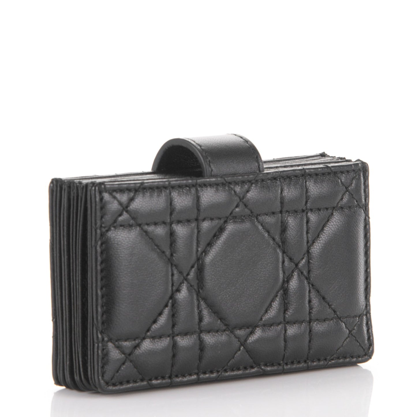 Lambskin Cannage Lucky Badges Lady Dior 5-Gusset Card Holder Black