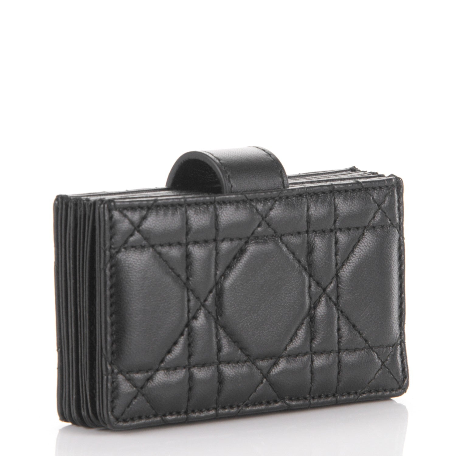 Christian Dior Lambskin Cannage Lucky Badges Lady Dior 5-Gusset Card Holder Black 3 of 8