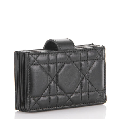 Christian Dior Lambskin Cannage Lucky Badges Lady Dior 5-Gusset Card Holder Black 3 of 8