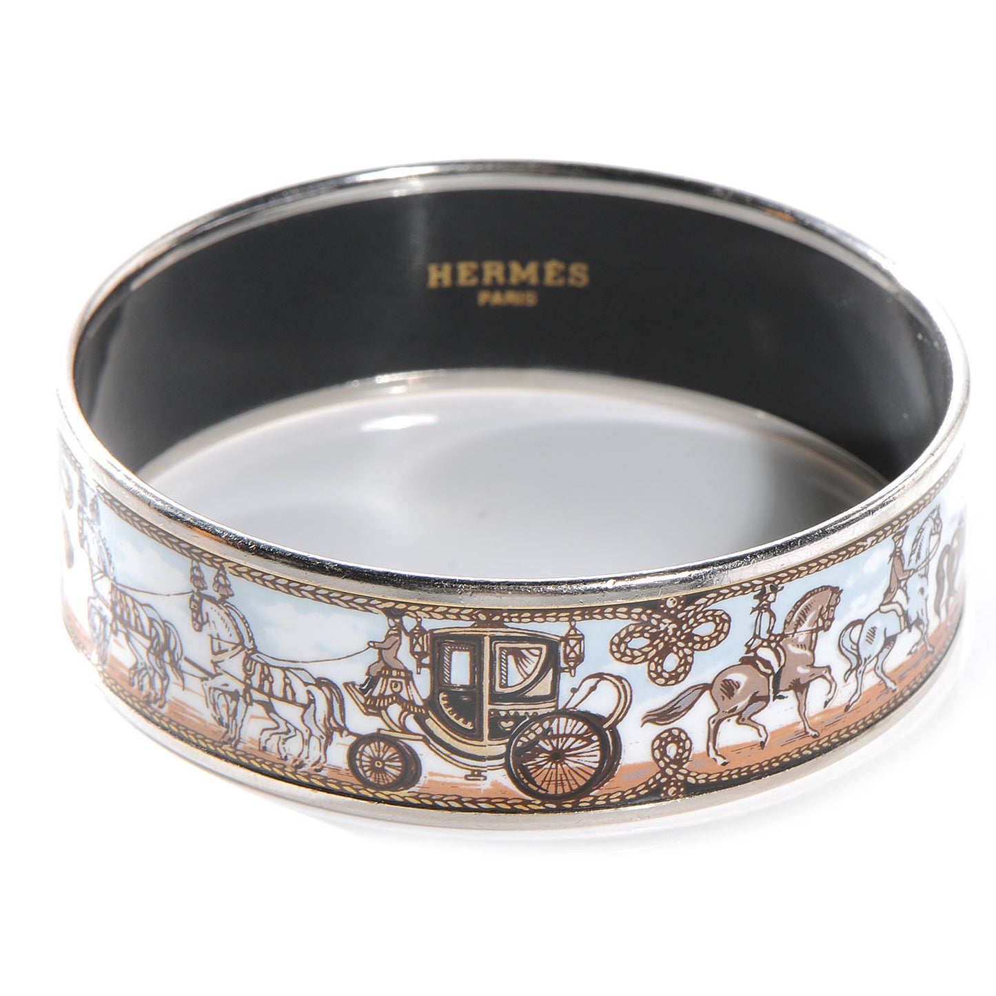 Enamel Printed Horse Carriage Wide Bracelet 65