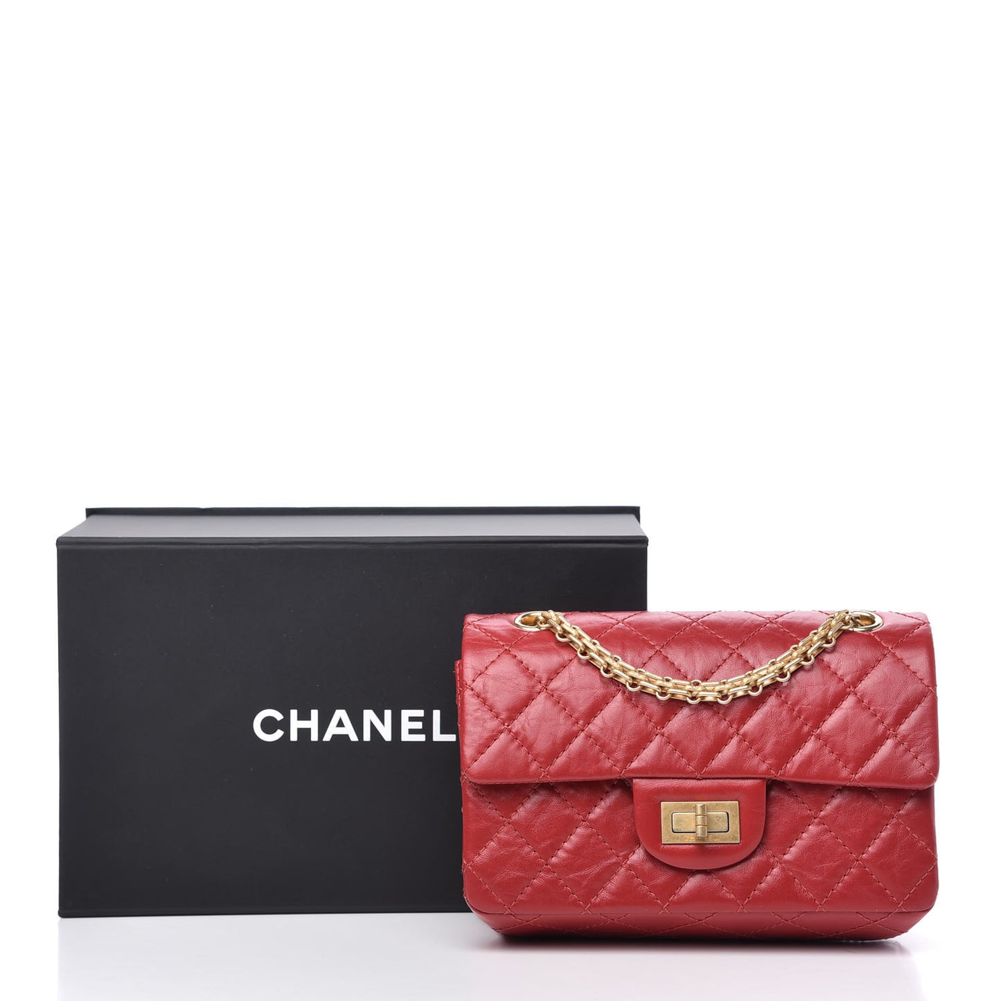 Aged Calfskin Quilted 2.55 Reissue Mini Flap Red