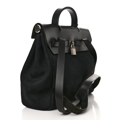 Hermes Toile Vache Calfskin Herbag 30 PM Backpack Black 3 of 11