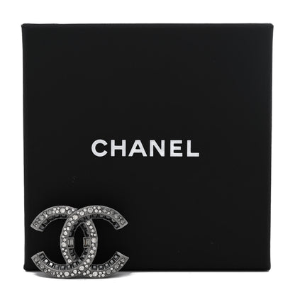 Chanel Baguette Crystal CC Brooch Silver Black 4 of 4