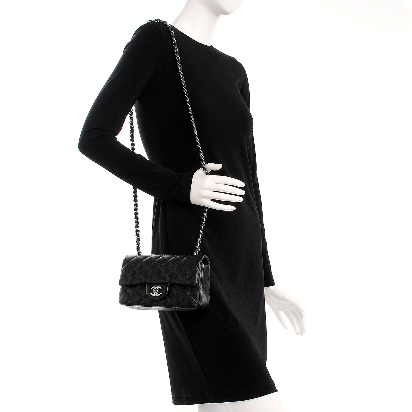 Caviar Quilted Mini Rectangular Flap Black