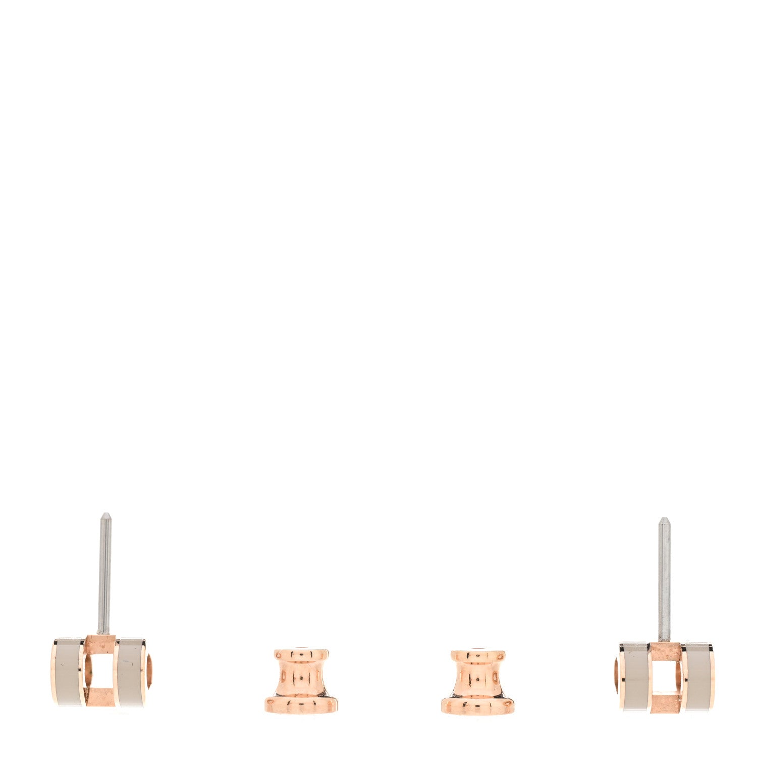 Hermes Rose Gold Lacquered Mini Pop H Earrings Marron Glace 3 of 5
