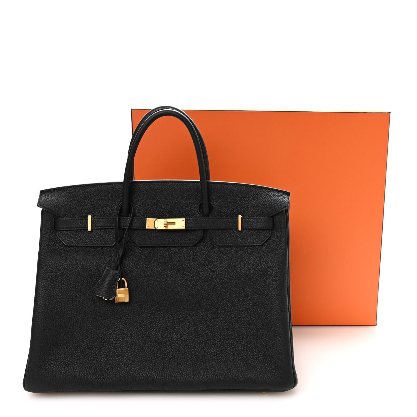 Togo Horseshoe Birkin 40 Black Gris Perle
