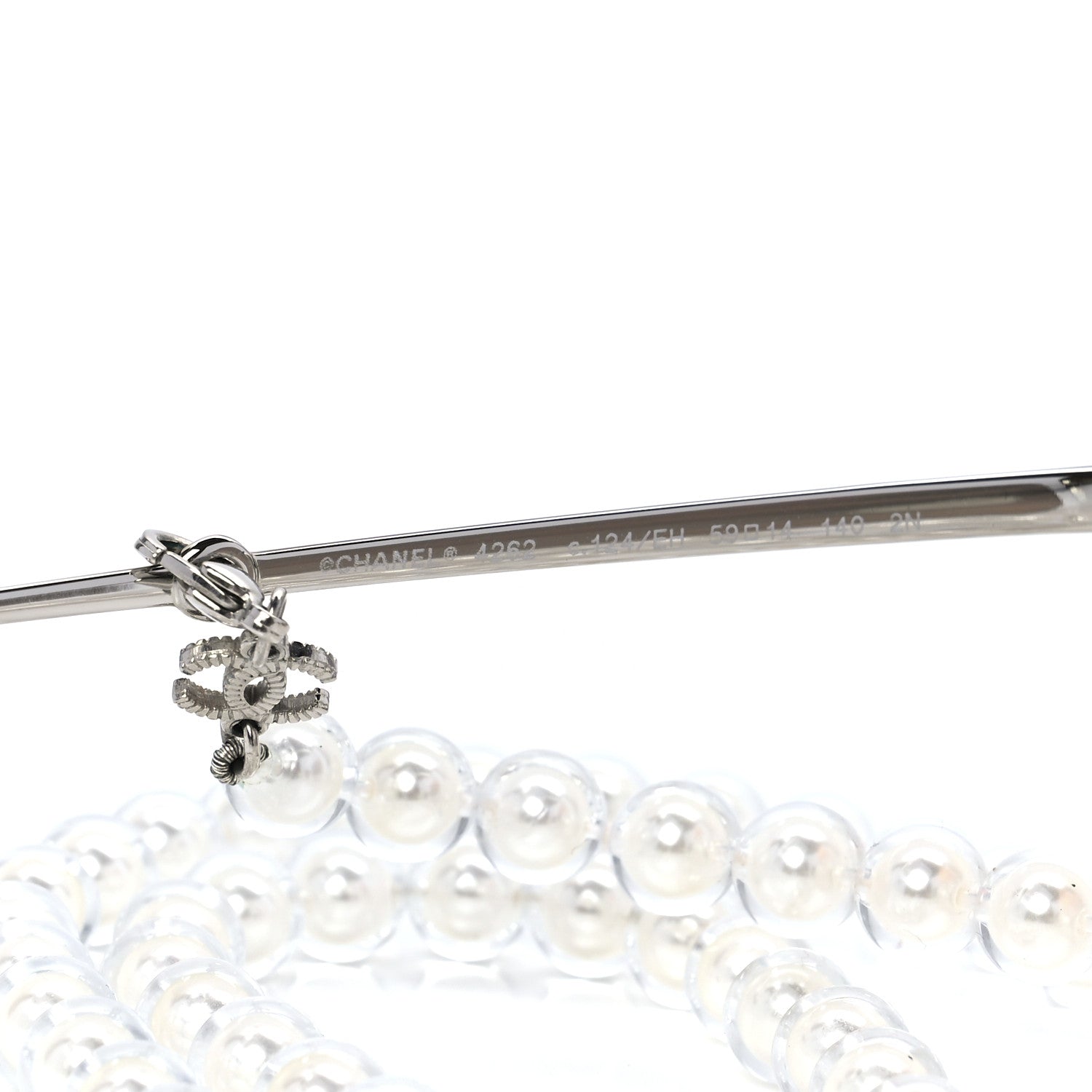 Chanel Metal Butterfly Removable Pearl Chain Sunglasses 4262 Silver Brown 5 of 10