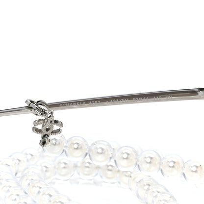 Chanel Metal Butterfly Removable Pearl Chain Sunglasses 4262 Silver Brown 5 of 10
