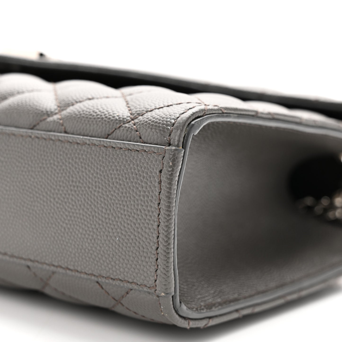 Grain De Poudre Textured Mixed Matelasse Medium Triquilt Monogram Satchel Earth
