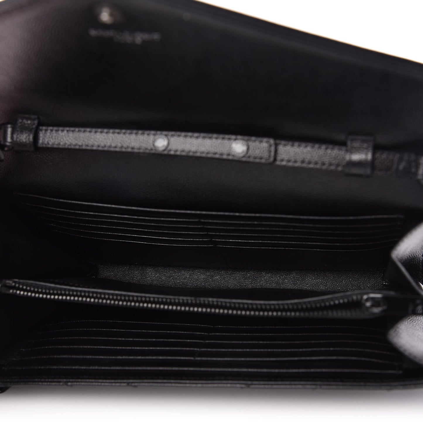 Grain De Poudre Matelasse Chevron Monogram Chain Wallet Black