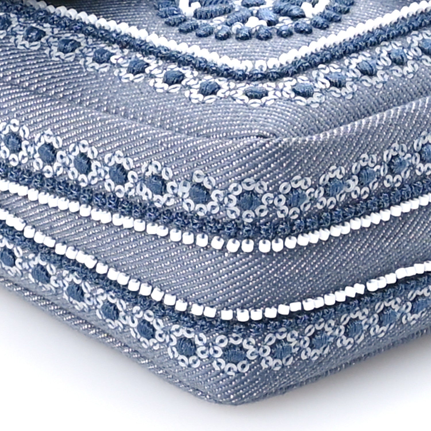 Fendi Denim Embroidered Coral Bandana Mini Baguette Myrtle 9 of 11