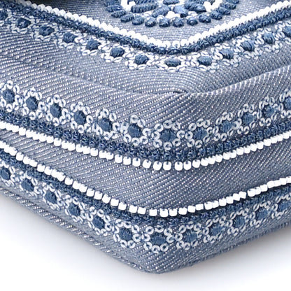 Fendi Denim Embroidered Coral Bandana Mini Baguette Myrtle 9 of 11